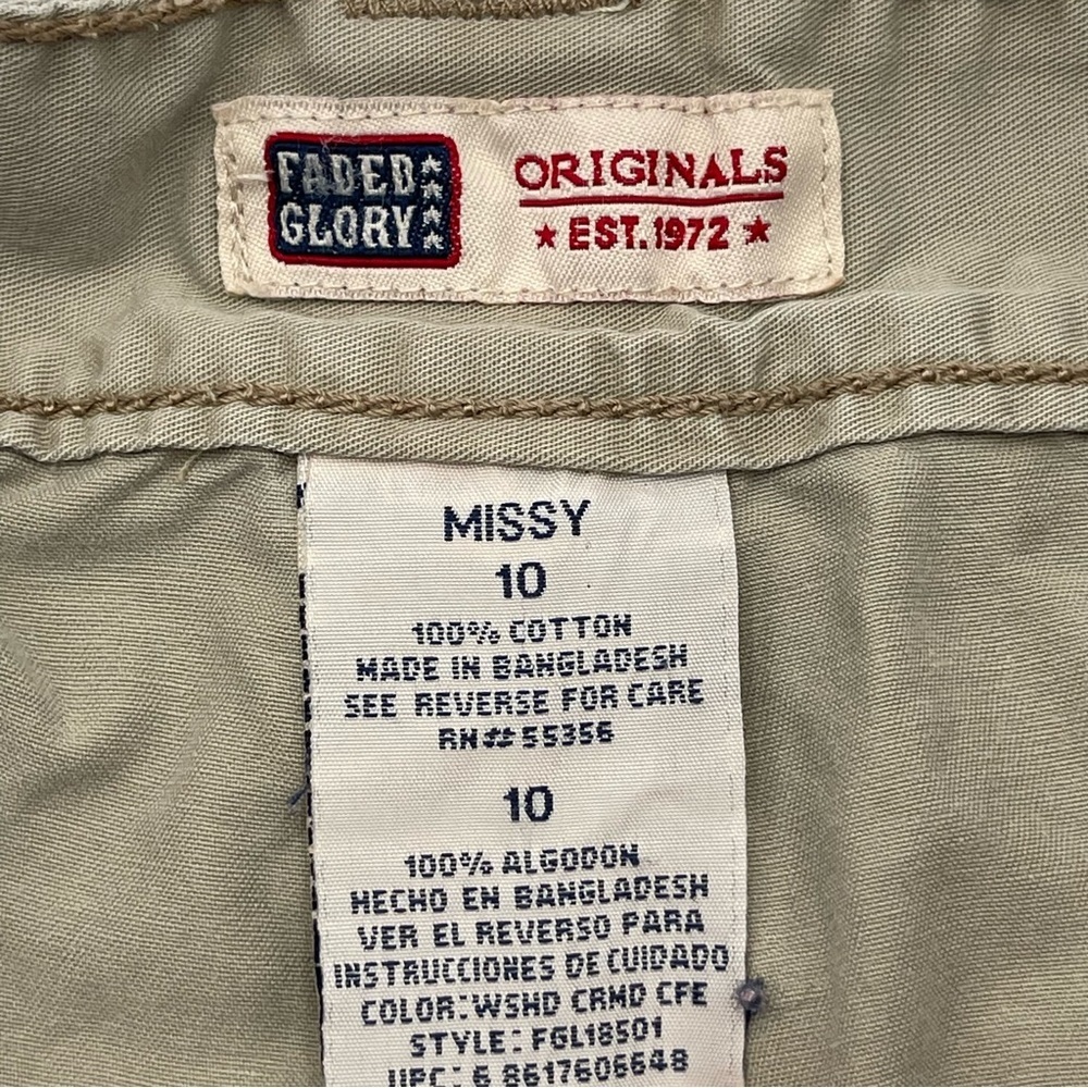 Faded Glory Khaki “Going Out” Skort Juniors Sz 10 90s Y2K 100% Cotton Utility - Picture 5 of 9